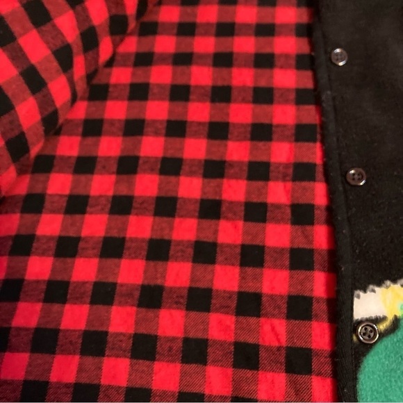Ladies Reversible Christmas Ornament Buffalo Plaid Fleece Vest - Picture 3 of 4